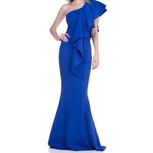 one shoulder sleeveless maxi dress w/ruffle detail